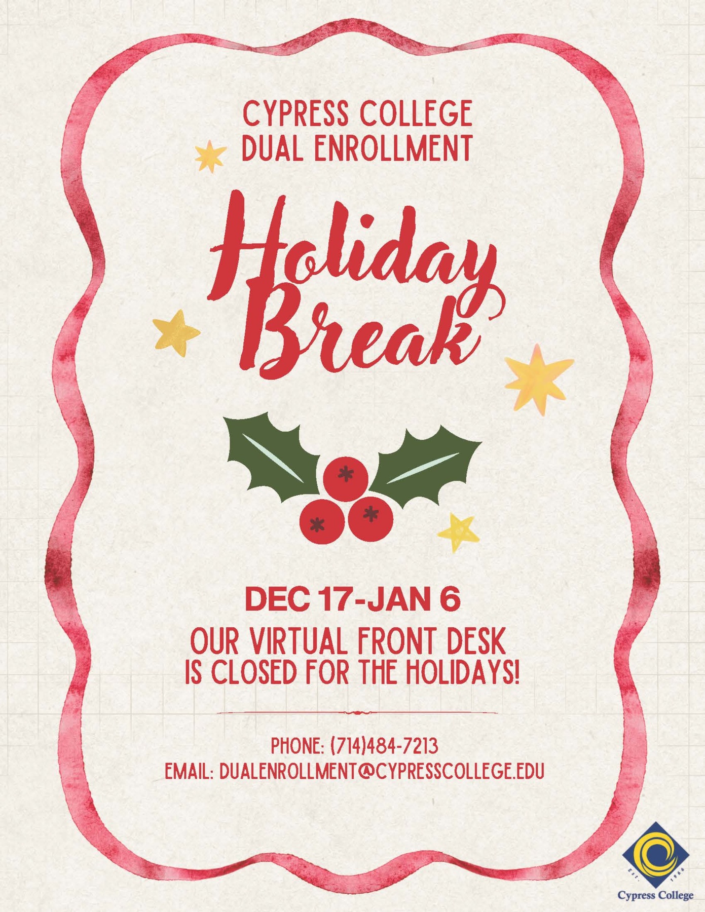 Holiday Virtual Front Desk Flyer